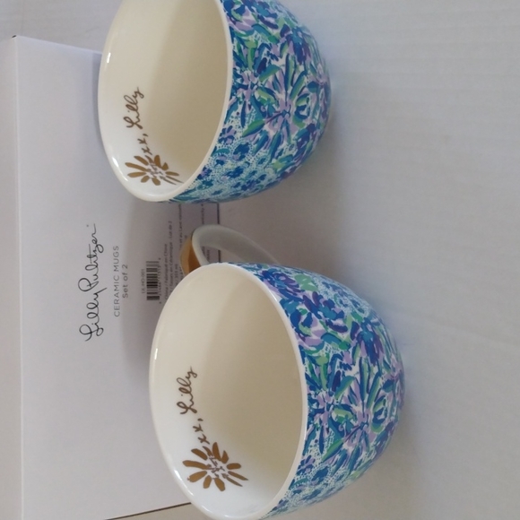 Blue Lilly Pulitzer Coffee Mugs Ceramic Floral - Picture 5 of 6